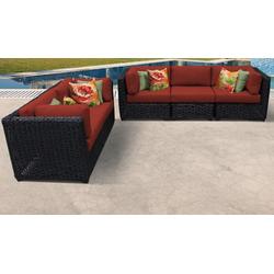 Venice 5 Piece Outdoor Wicker Patio Furniture Set 05b in Terracotta - TK Classics Venice-05B-Terracotta