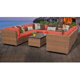 Laguna 11 Piece Outdoor Wicker Patio Furniture Set 11a in Tangerine - TK Classics Laguna-11A-Tangerine