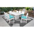 Miami Rectangular Outdoor Patio Dining Table w/ 8 Armless Chairs in Aruba - TK Classics Miami-Dtrec-Kit-8C-Aruba