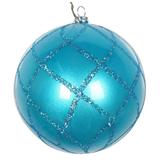 Vickerman 613603 - 4" Turquoise Candy Glitter Net Ball Christmas Tree Ornament (3 pack) (MT198012D)
