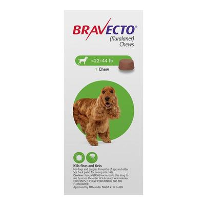 Bravecto For Medium Dogs 22- 44 Lbs (Green) 2 Chews