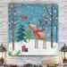 The Holiday Aisle® Merry Christmas Cardinal - Wrapped Canvas Print Canvas, Solid Wood in Blue/Green | 16 H x 16 W x 1 D in | Wayfair