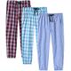 JINSHI Mens Cotton Pyjama Bottoms Checked Woven Lounge Pants Trousers Button Fly Nightwear Pajama Bottoms (Blue/Black/Red) Size S