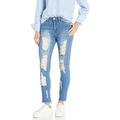 COVER GIRL Women's High Waisted Cute Ripped Distressed Fit Skinny Juniors Jeans, Medium Blue Fray, 14 Plus