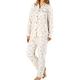 Slenderella Ladies Luxury Small Flower Print Cream Soft Brushed Flannel Cotton Long Sleeved Collared Button Up Pyjama Set Size XXXL 28 30