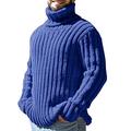 FUERI Mens Jumper Turtleneck Sweater Cable Knit Pullover Ribbed Roll Neck High Neck Plain Warm Winter Chunky Knitwear, B-Blue, M