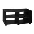 4 Section Wide Wooden TV Stand Living Room Storage (Black)