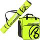 BRUBAKER Combo Set Carver Champion - Ski Bag and Ski Boot Bag For 1 Pair of Skis + Poles + Boots + Helmet - Neon Yellow/Black - 66 7/8 Inches / 170 Cm