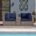 Sol 72 Outdoor™ Lazaro Rattan Wicker Fully Assembled 2 - Person Seating Group w/ Sunbrella Cushions Metal in Blue | Wayfair BKWT4089 43865789