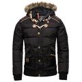 Geographical Norway BELPHEGORE MEN - Men's Warm Padded Jacket - Men's Winter Warm Lined Coat Jacket - Long Sleeve Windbreaker Jacket - Lightweight Fabric Quality Padding BLACK S