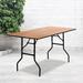 Flash Furniture Wofford 30"x 60" Rectangular Wood Folding Banquet Table w/ Clear Coated Finished Top Wood/Metal in Black/Brown | Wayfair