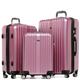 FERGÉ Luggage Set 3 Piece Hard Shell Trolley Expandable Toulouse Suitcase Set 4 Twin Spinner Wheels Pink