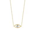 Diamond Evil Eye Necklace | 14k Yellow Gold Open Evil Eye Necklaces for Women | 14k Solid Gold Solitaire Diamond Pendant Necklace | Delicate Protection Jewelry | Gifts for Birthday, 18", Gold, Diamond