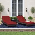 Lark Manor™ Anastase 78" Long Reclining Chaise Lounge Set w/ Cushion in Brown | 16 H x 31 W x 78 D in | Outdoor Furniture | Wayfair