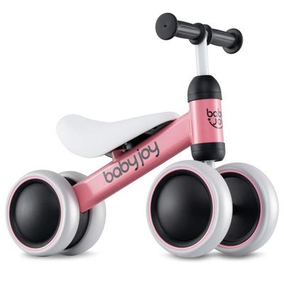 Costway Baby Balance Bike for 2 Years Old Boys Girls No Pedal 4 Wheels-Pink