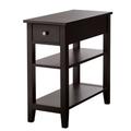 Costway 3-Tier End Table with Drawer slideway and Double Shelves-Brown