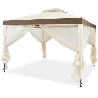 Costway Canopy Gazebo Tent Shelter Garden Lawn Patio with Mosquito Netting-Beige