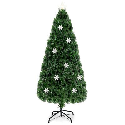 Costway LED Optic Artificial Christmas Tree with Snowflakes-6 Feet