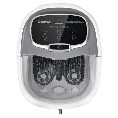 Costway Portable All-In-One Heated Foot Bubble Spa Bath Motorized Massager-Gray