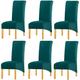 KELUINA High Back Solid Fabric Stretch XL Chair Covers for Dining Room, Spandex Large Dining Chair Slipcovers for Home Living Restaurant Hotel (Teal,Set of 6)