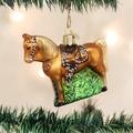 Old World Christmas Western Horse Hanging Figurine Ornament Glass in Gray/Yellow | 3 H x 3.5 W x 1 D in | Wayfair 12176