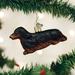 Old World Christmas Long-Haired Dachshund Hanging Figurine Ornament Glass in Brown | 2 H x 3.75 W x 1.25 D in | Wayfair 12493