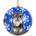 The Holiday Aisle® Winter Snowflakes Holiday Schnauzer Hanging Figurine Ornament Ceramic/Porcelain in Black/Blue | 3 H x 3 W x 0.25 D in | Wayfair
