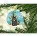 The Holiday Aisle® American Curl Cat Merry Christmas Tree Holiday Shaped Ornament Ceramic/Porcelain in Blue | 3 H x 3 W x 0.25 D in | Wayfair