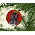 The Holiday Aisle® Cocker Spaniel Snowflakes Holiday Hanging Figurine Ornament Ceramic/Porcelain in Black/Red | 3 H x 3 W x 0.25 D in | Wayfair