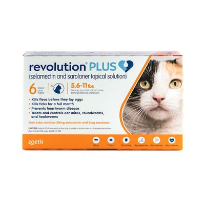 Revolution Plus Topical Solution 5.6-11lbs Cat, 6 Month Supply, 6 CT