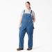 Dickies Women's Plus Relaxed Fit Bib Overalls - Stonewashed Medium Blue Size 24W (FBW206)