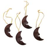The Holiday Aisle® Set of 4 Tabanan Crescent Hanging Figurine Ornament Wood in Brown | 2 H x 1 W x 0.2 D in | Wayfair