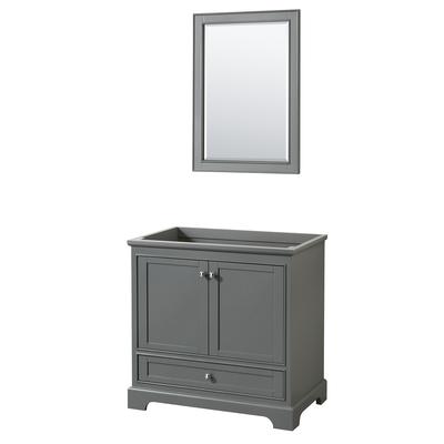 36 inch Single Bathroom Vanity in Dark Gray, No Countertop, No Sink, and 24 inch Mirror - Wyndham WCS202036SKGCXSXXM24