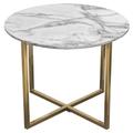 "Vida 24"" Round End Table w/ Faux Marble Top and Brushed Gold Metal Frame - Diamond Sofa VIDAETMA"