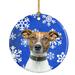 The Holiday Aisle® Winter Snowflakes Holiday Jack Russell Terrier Hanging Figurine Ornament /Porcelain in Black/Blue | Wayfair