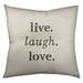 East Urban Home Live Laugh Love Throw Pillow Polyester/Polyfill blend in Black | 26 H x 26 W x 3 D in | Wayfair 500F250C86AE43E7997D36FF6D3E2DC0