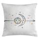 East Urban Home Moon & Sun w/ Spiral Stars Occult Indoor/Outdoor 26" Throw Pillow Cover Polyester | 26 H x 26 W x 0.1 D in | Wayfair