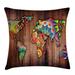 East Urban Home Floral World Map Indoor/Outdoor 28" Throw Pillow Cover Polyester | 28 H x 28 W x 0.1 D in | Wayfair