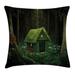 East Urban Home Little Forest House Indoor/Outdoor 40" Throw Pillow Cover Polyester | 40 H x 40 W x 0.1 D in | Wayfair