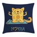 East Urban Home I Love Yoga Theme Cartoon Cat Exercise Mat Lotus Position Indoor/Outdoor 26" Throw Pillow Cover | 26 H x 26 W x 0.1 D in | Wayfair