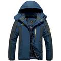 TACVASEN Casual Jackets for Men Warm Fleece Jacket Mountain Ski Parka Outdoor Cotton Windbreaker Jacket , Denim Blue, XXL