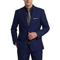 Men Business Suits Slim Fit Formal Notch Lapel Blue 2 Pieces Suit Tuxedo Groomsmen for Wedding 44/38