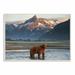 Millwood Pines 'Grizzly Bear Standing in Salmon Stream' by Paul Souders Photograph Print Wood in Brown | 10 H x 15 W x 0.5 D in | Wayfair