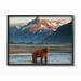Millwood Pines 'Grizzly Bear Standing in Salmon Stream' by Paul Souders Photograph Print Wood in Brown | 11 H x 14 W x 1.5 D in | Wayfair