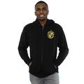 Harry Potter Men's Hufflepuff Crest Breast Print Zip Up Hoodie Black X-Large