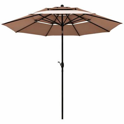 Costway 10ft 3 Tier Patio Umbrella Aluminum Sunshade Shelter Double Vented without Base-Beige