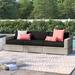 Lark Manor™ Alinson Patio Sofa w/ Cushions All - Weather Wicker in Black | 30 H x 98 W x 35 D in | Wayfair FAIRMONT-03c-BLACK