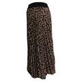 Ladies Animal Leopard Print Pleated Skirt with Elasticated Waistband Maxi Length Great for Everyday Casual Holiday Summer (A95) - Made in Italy (Brown)