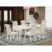 Rosalind Wheeler Remi 7 Piece Extendable Solid Wood Dining Set Wood/Upholstered in White | Wayfair CDF552D7D85140C7ABFA0F8D7D3427BE