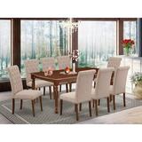 One Allium Way® Dane 9 Piece Extendable Solid Wood Dining Set Wood/Upholstered in Brown | 30 H in | Wayfair F3293C4ED6424194ABB4576FE71B45C3